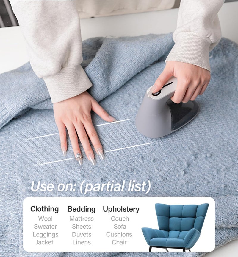 Bymore Fabric Shaver & Lint Shaver for Clothes and Furniture, Heavy Duty Sweater Shaver Lint Remover with Large 65mm Shaving Head, 6-Leaf Blades, Extra Replacement Blades for Couch, Sofa & Upholstery - Image 5